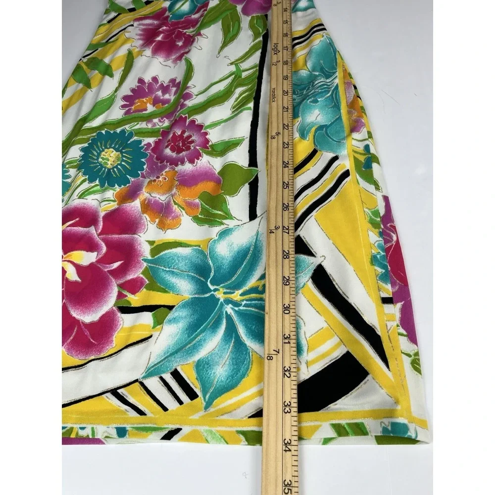 Cache Vintage 90's Tropical Floral Halter Bodycon Stretch Dress - size‎ 0